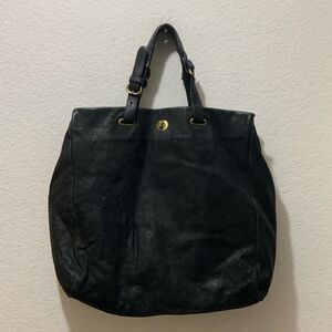 Abaco Vintage Black Satchel tote XL Leather handbag black